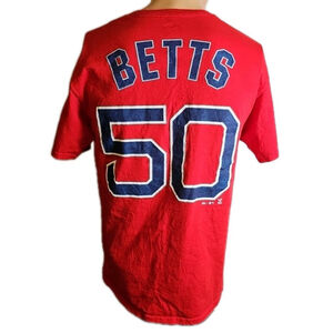 Boston Red Sox Mookie Betts Majestic Baseball Shirt Jersey Adult Size Medium Red
